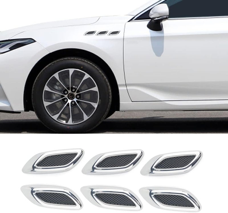 curboom 6pcs Car Fender Trim Decorative Intake Universal Auto Air Flow Bumper Side Vent Decal Scoop Hood Spolier Door Carbon Fiber ABS Chrome Silver Exterior Glossy Black Sticker for Most Cars… - Image 1